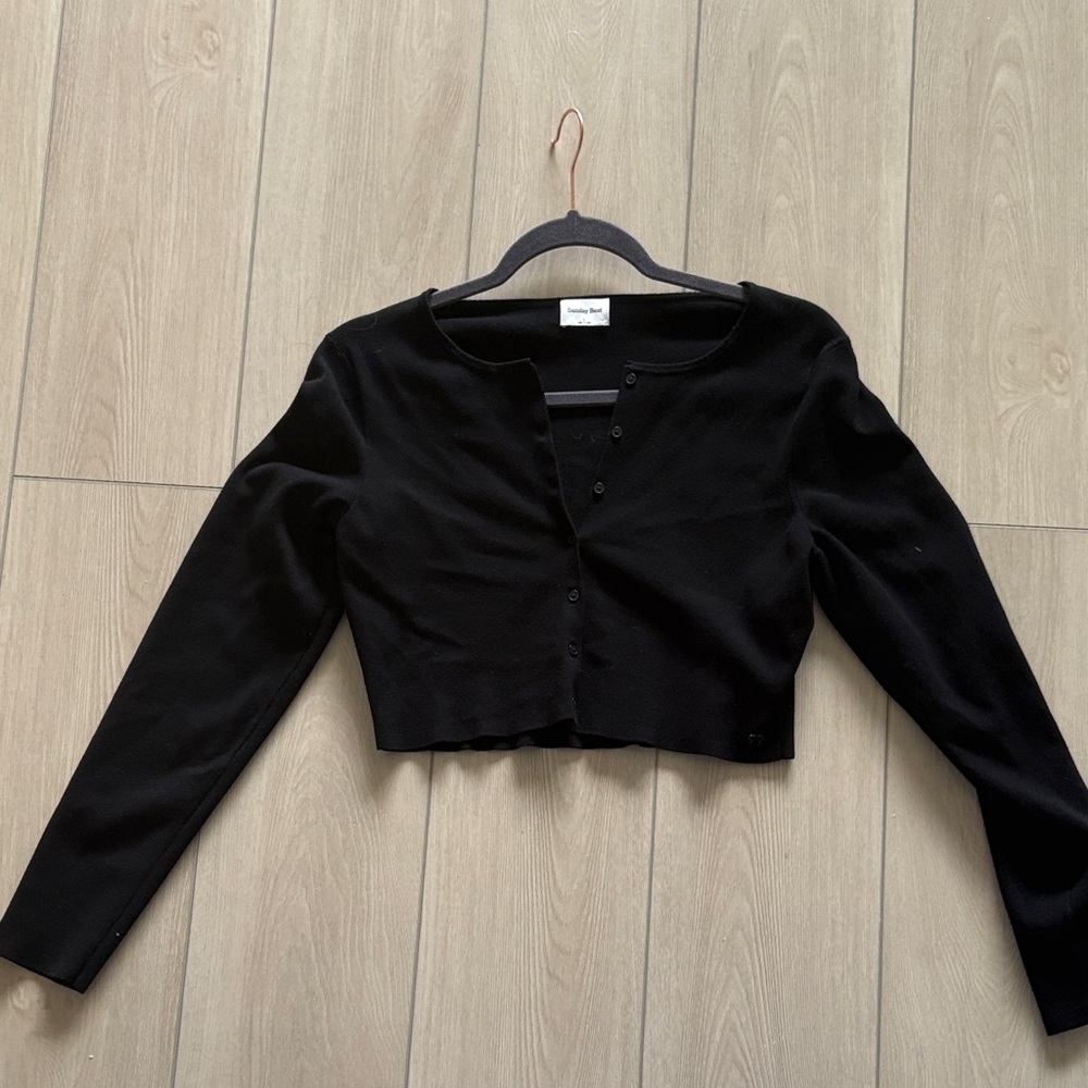 Sunday Best Black Cropped Button Cardigan